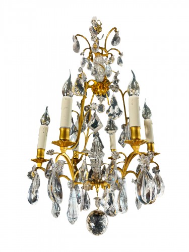 Lustre en cristal de roche et bronze doré du XIXe siècle