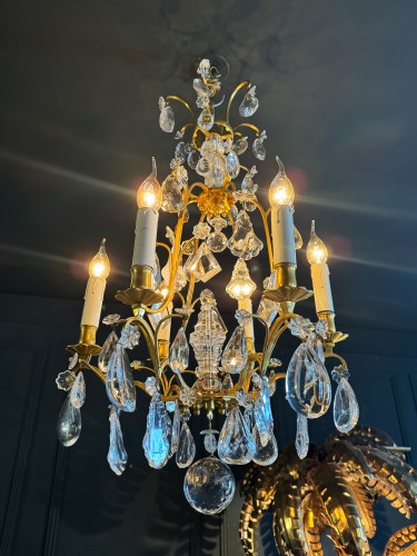 19th century rock crystal and gilt bronze chandelier - Lighting Style Napoléon III