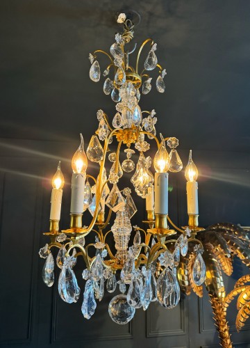 Lighting  - 19th century rock crystal and gilt bronze chandelier