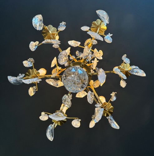 Lustre en cristal de roche et bronze doré du XIXe siècle - Antiquités Simon