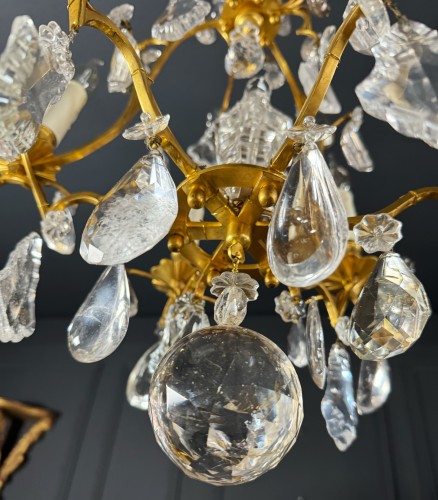 Antiquités - 19th century rock crystal and gilt bronze chandelier