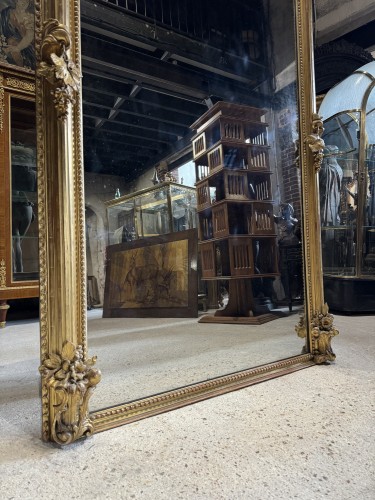 Miroir de cheminée « aux Vignes » en bois doré d’époque Napoléon III - Antiquités Simon