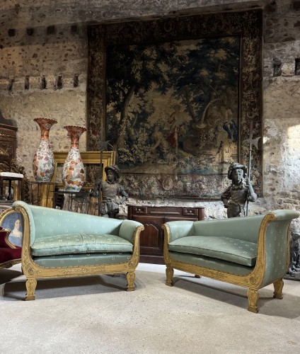 Pair of late 19th century Empire-style meridiennes - 