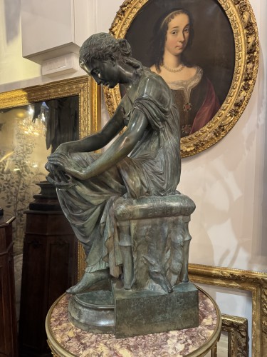 Sculpture Sculpture en Bronze - Psyché -Eugène Antoine Aizelin ( 1821-1902 ) fondeur Barbedienne