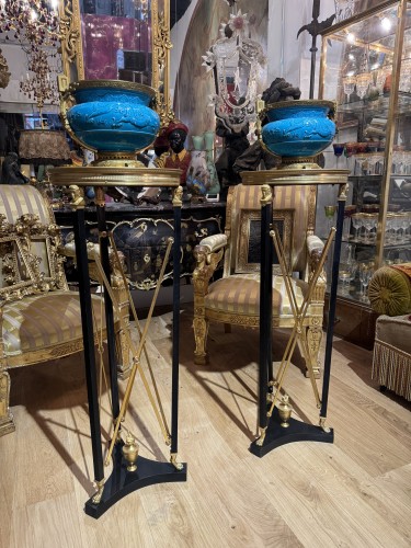 Paire d'Atheniennes en bronze Attribuées à Jansen - Mobilier Style Années 50-60
