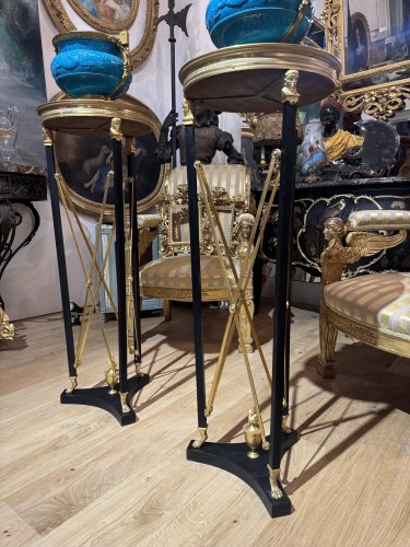 Antiquités - Paire d'Atheniennes en bronze Attribuées à Jansen