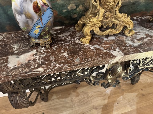 Antiquités - Console en fer forgé d’époque Napoléon III