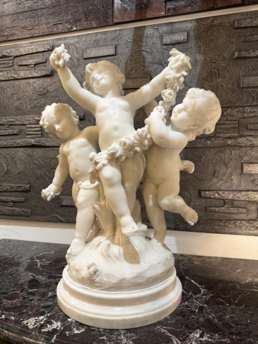 Hippolyte Moreau (1832–1926) marble group with three Putti - Sculpture Style Napoléon III