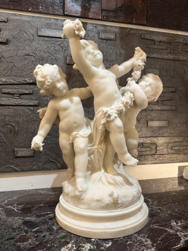 Sculpture  - Hippolyte Moreau (1832–1926) marble group with three Putti