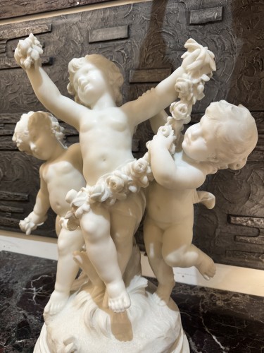 Hippolyte Moreau (1832–1926) marble group with three Putti - 
