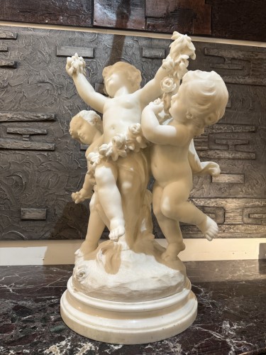 Antiquités - Hippolyte Moreau (1832–1926) marble group with three Putti
