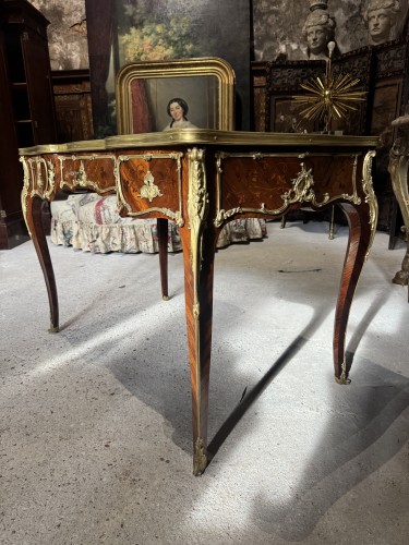 Bureau en marqueterie et bronzes dorés d’époque Napoléon III - Antiquités Simon