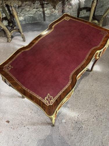 XIXe siècle - Bureau en marqueterie et bronzes dorés d’époque Napoléon III