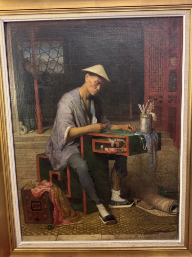 Théodore Didier Delamarre (1824-1889) «Marchand Chinois comptant ses sapèques » - Antiquités Simon