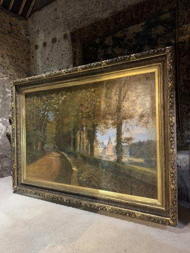 Tableaux et dessins Tableaux XIXe siècle - André Charles Hyppolyte - Tableau monumental représentant le château de Maintenon