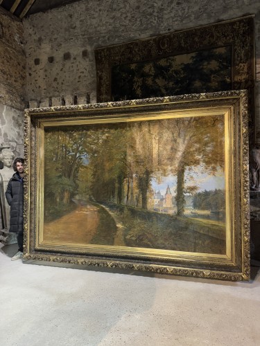 XIXe siècle - André Charles Hyppolyte - Tableau monumental représentant le château de Maintenon