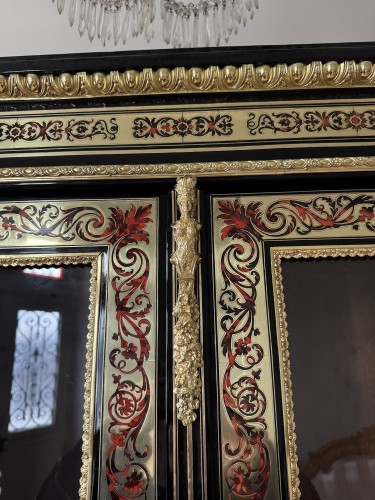 Vitrine de style Louis XIV en marqueterie Boulle XIXe siècle - Antiquités Simon