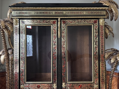 Antiquités - Vitrine de style Louis XIV en marqueterie Boulle XIXe siècle