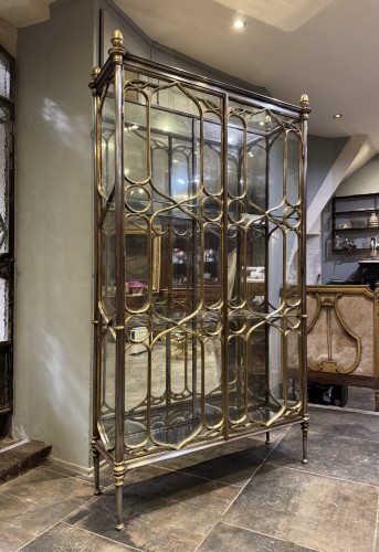 Mobilier Bibliothéque, vitrine - Vitrine d’exposition en laiton et acier vers 1830