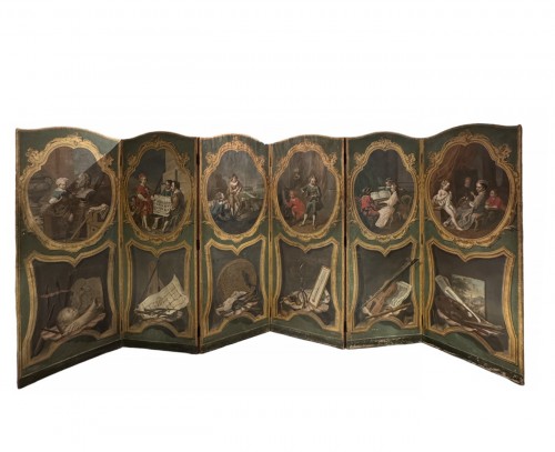Paravent six feuilles d’époque Louis XV d’après Carl Van Loo