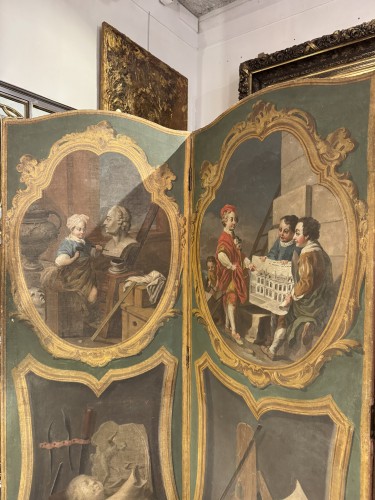 Mobilier Paravent - Paravent six feuilles d’époque Louis XV d’après Carl Van Loo