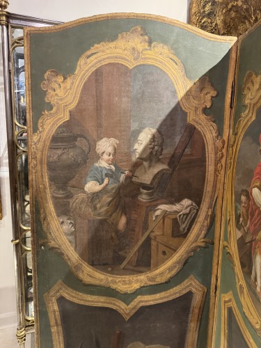 Paravent six feuilles d’époque Louis XV d’après Carl Van Loo - Louis XV