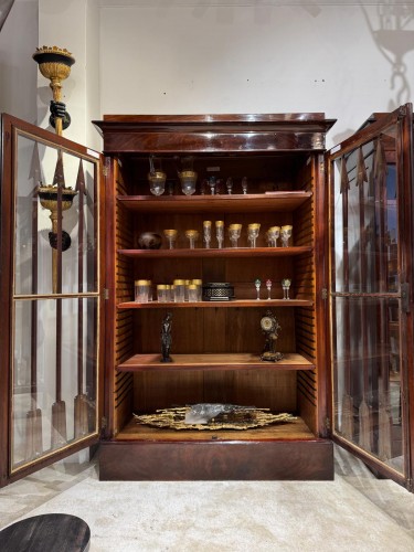 Paire de bibliotheques d’époque Empire en acajou flammé XIXe siècle - Empire