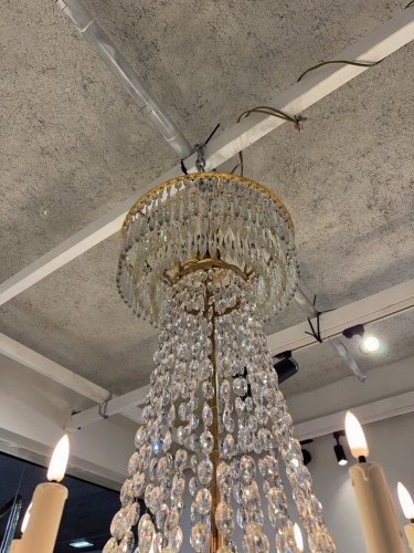 XIXe siècle - Lustre d’époque Empire en cristal et bronze doré