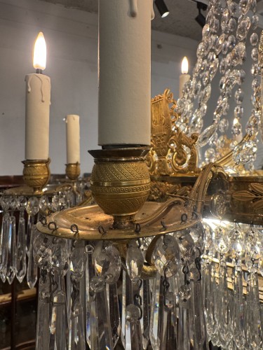 Empire - Lustre d’époque Empire en cristal et bronze doré