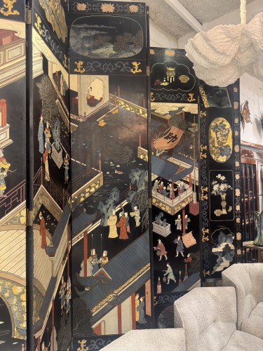 Coromandel lacquer folding screen circa 1930 - Asian Works of Art Style 