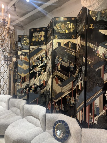 Coromandel lacquer folding screen circa 1930 - 