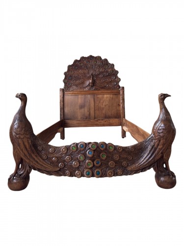 Lit de repos aux Paons d’époque Art Nouveau