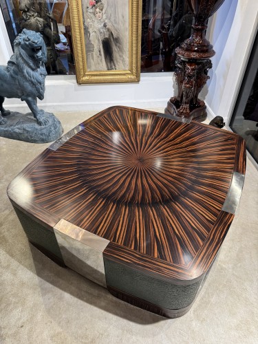 Table basse vers 1970 de style Art déco en ébène de Macassar - Mobilier Style 