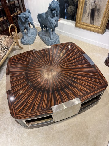 XXe siècle - Table basse vers 1970 de style Art déco en ébène de Macassar
