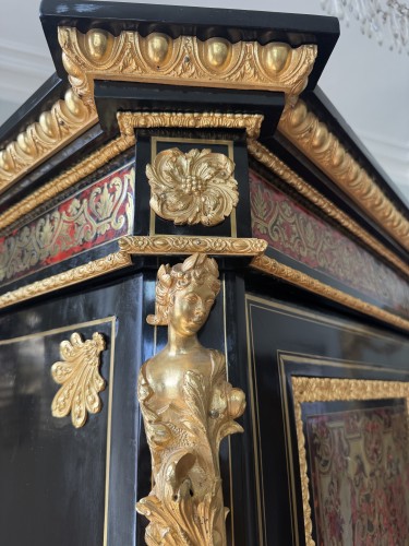 XIXe siècle - Armoire en marqueterie Boulle d’époque Napoléon III
