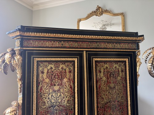 Antiquités - Armoire en marqueterie Boulle d’époque Napoléon III