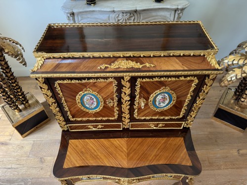 XIXe siècle - Bonheur du jour en marqueterie et porcelaine de Sèvres