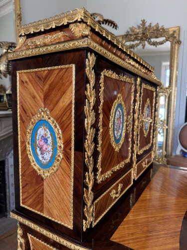 Bonheur du jour en marqueterie et porcelaine de Sèvres - Napoléon III