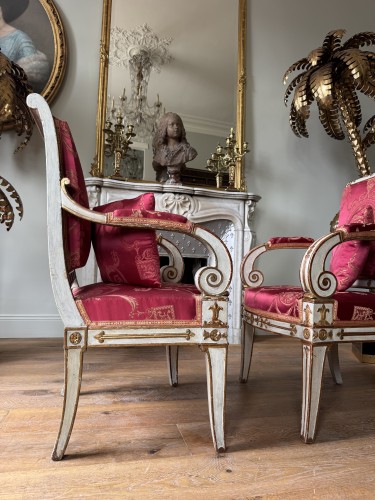 Antiquités - Paire de fauteuils d’époque Empire
