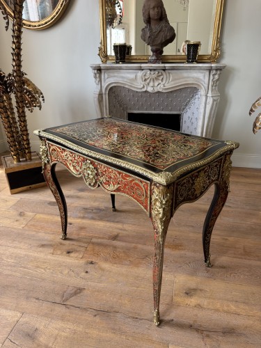Bureau en marqueterie Boulle estampillé de Thomas Willson XIXe - Mobilier Style Napoléon III