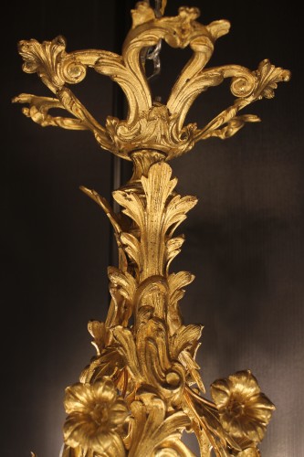 Lighting  - Chandelier of rocaille style in chased and gilded bronze with 24 lights
