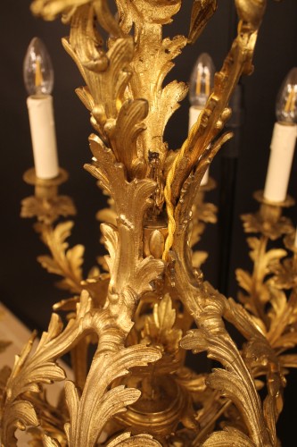 Chandelier of rocaille style in chased and gilded bronze with 24 lights - Napoléon III