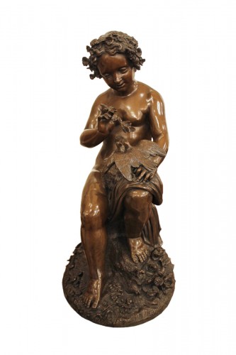 VENOT Cyprien François (1808-1886) Putto aux tourterelles