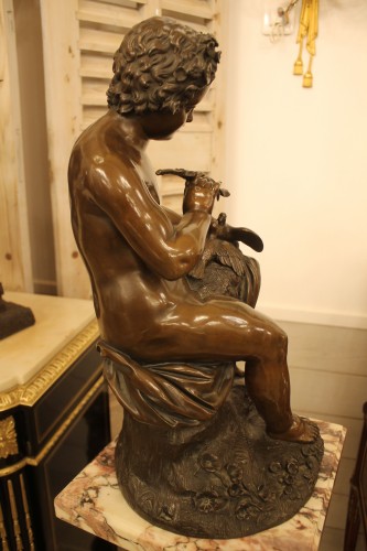 VENOT Cyprien François (1808-1886) Putto aux tourterelles - Antiquités Thierry Martin