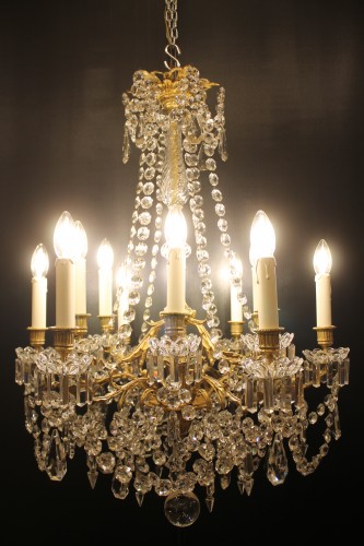 Gilded bronze and crystal chandelier with twelve lights, Napoleon III period - Lighting Style Napoléon III