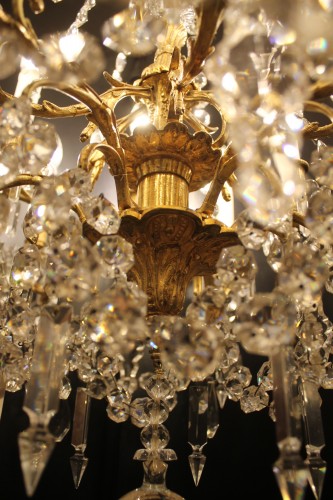 Antiquités - Gilded bronze and crystal chandelier with twelve lights, Napoleon III period