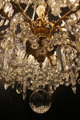 Antiquités - Gilded bronze and crystal chandelier with twelve lights, Napoleon III period