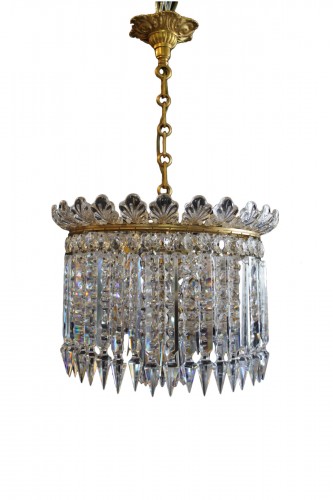 Baccarat - Lustre plafonnier à grands prismes, circa 1900