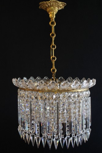 Baccarat - Lustre plafonnier à grands prismes, circa 1900 - Luminaires Style 