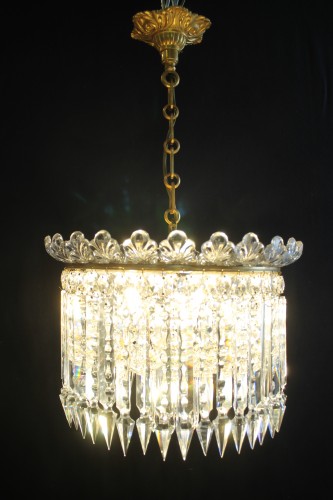 Luminaires Lustre - Baccarat - Lustre plafonnier à grands prismes, circa 1900